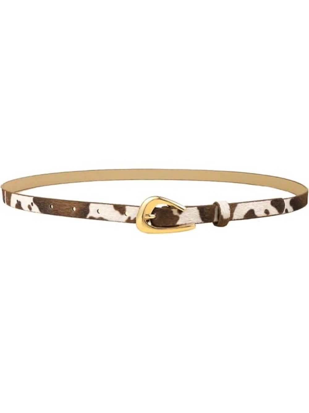Cowhide Slim Women's Belt with Gold Buckle